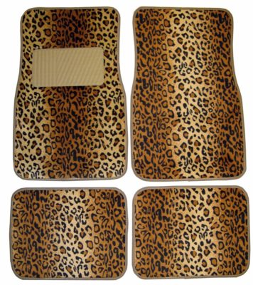 Plasticolor 001440R01 Universal-Fit Leopard Wild Skinz Front and Rear Floor Mat - Set of 4