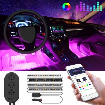 Unifilar Car LED Strip Light, MINGER APP Controller Car Interior Lights