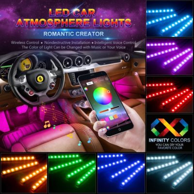 Wsiiroon Car LED Strip Lights With Bluetooth App Controller