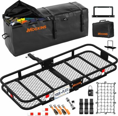 Mockins Hitch Mount Cargo Carrier with Cargo Bag and Net