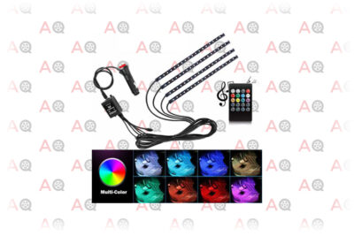 Elgary-US 8 Color RGB 72-LED Multicolor Music Car LED Strip Wireless Remote Control