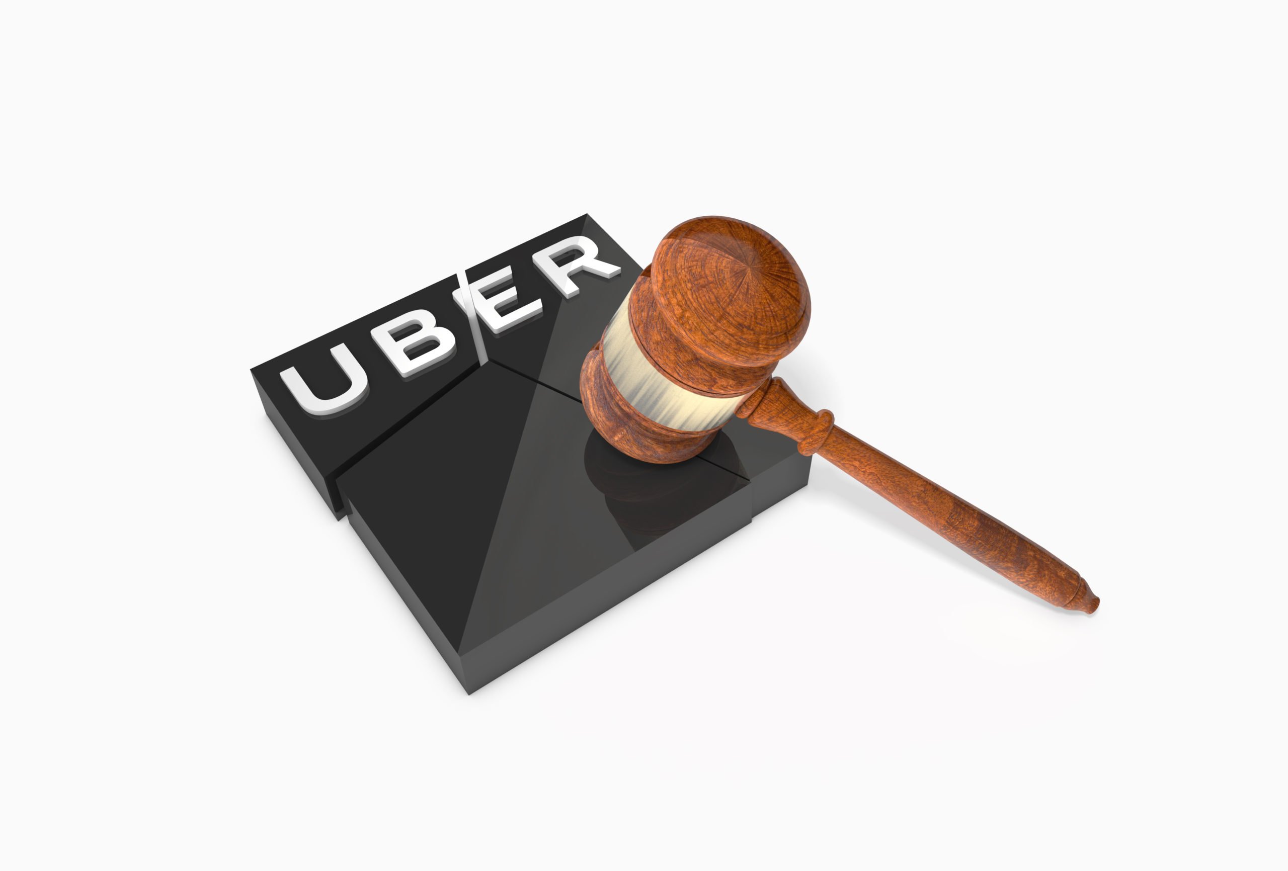 collapsed plate with Uber logo and a judge's gavel