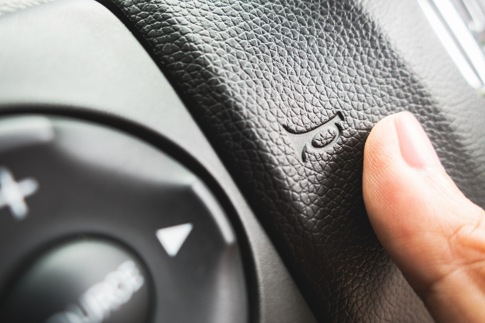 Picture of horn button on a steering wheel