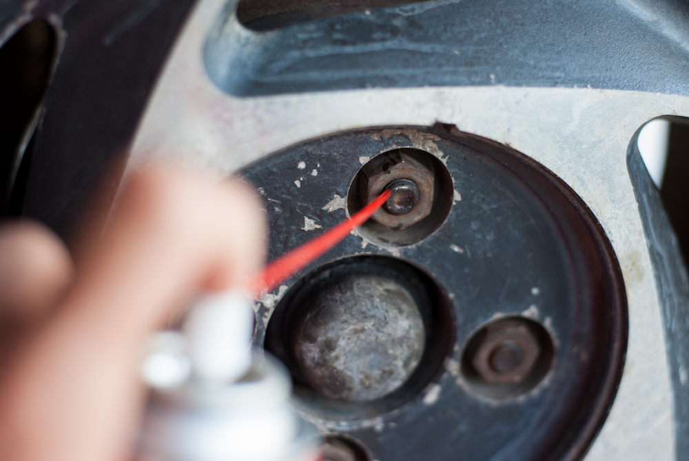 Rusted car wheel nut