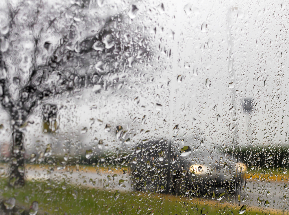 rainy weather through glass