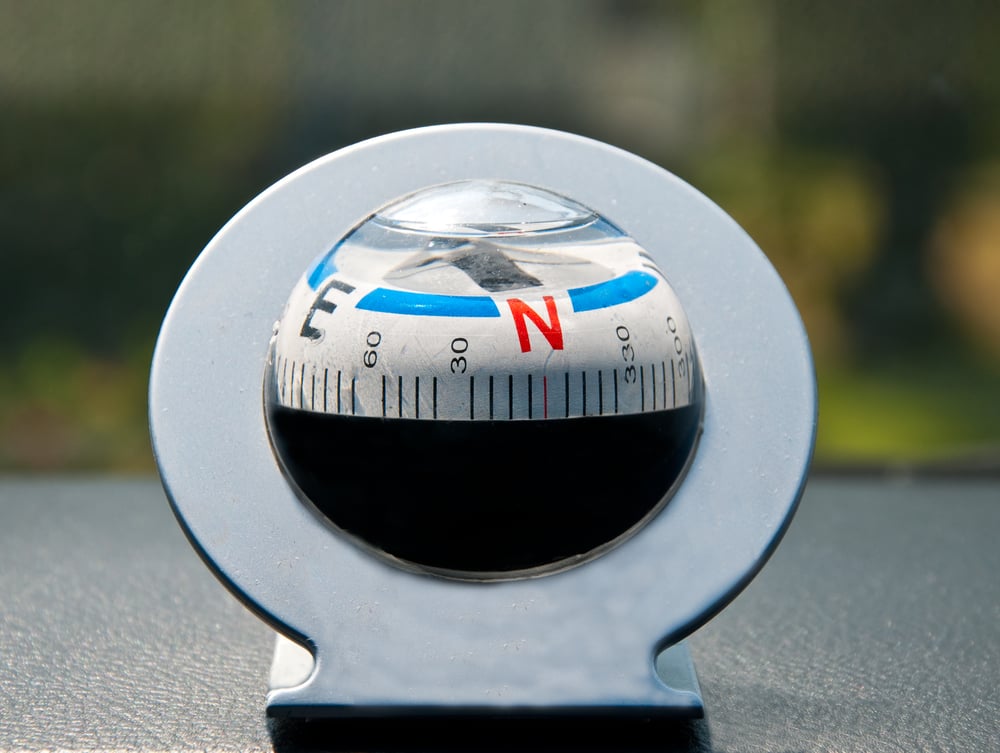 water-filled dashboard compass