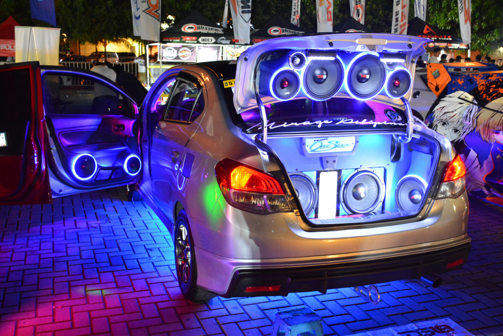 car with amp and light system
