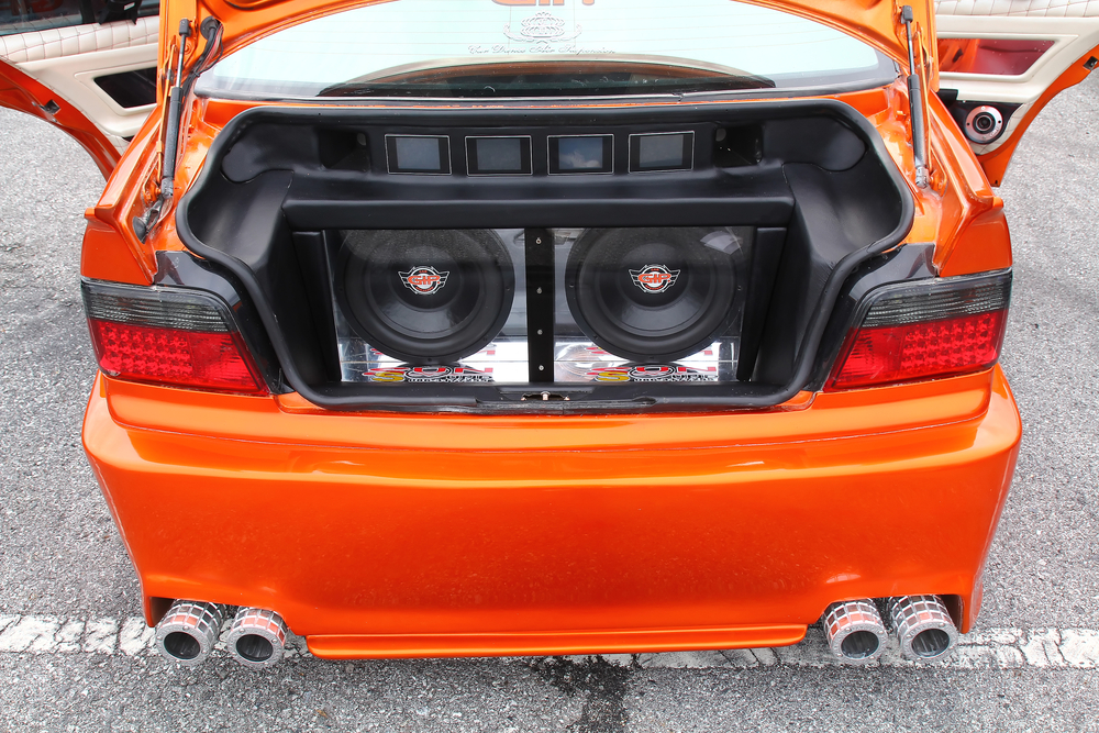 dual subwoofers in a trunk