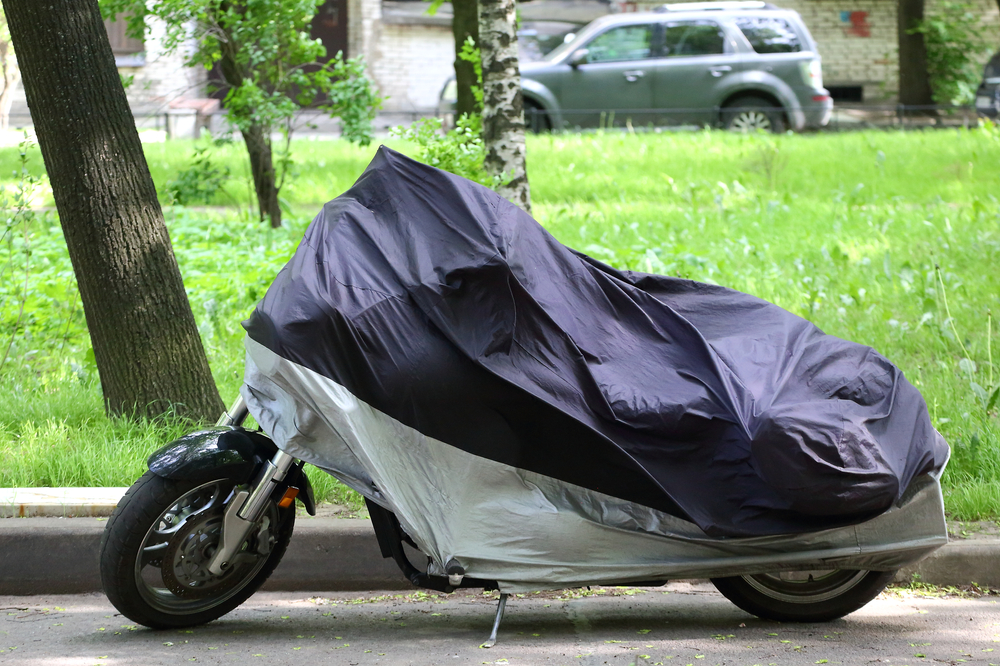 motorcycle with cover