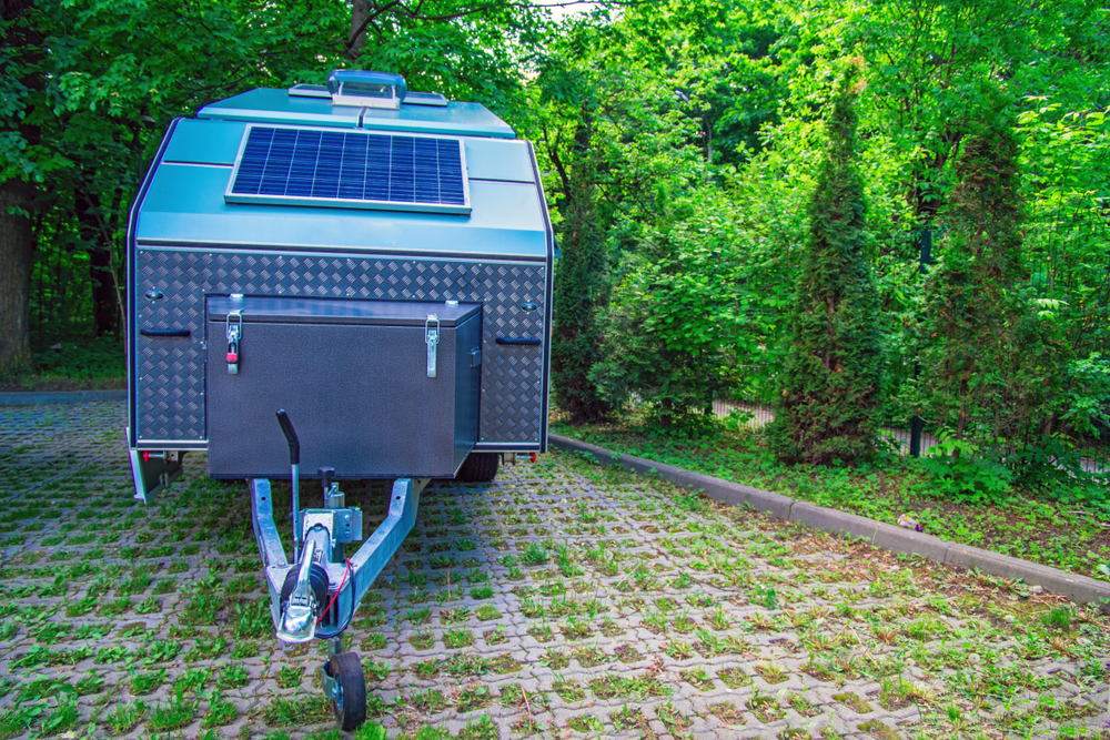 a solar panel on a travel trailer