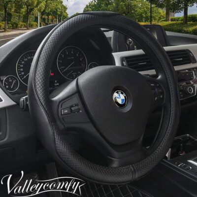 Valleycomfy Genuine Leather Steering Wheel Cover