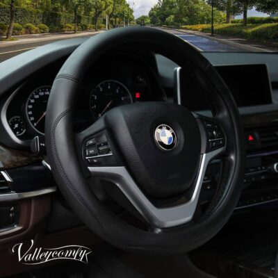 Valleycomfy Microfiber Leather Car Steering Cover