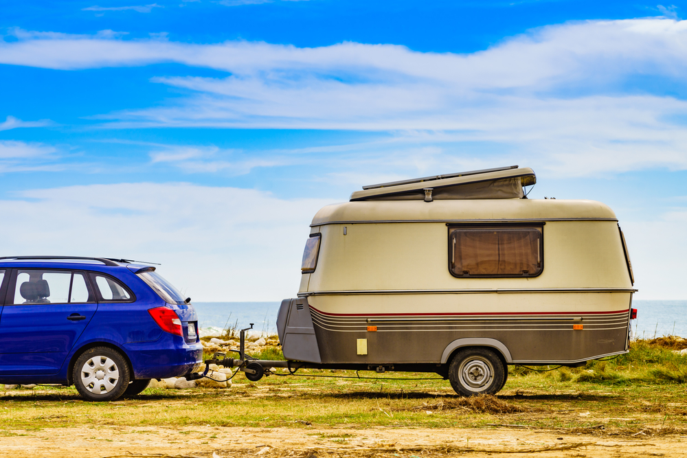 A classic bumper pull hitch camper