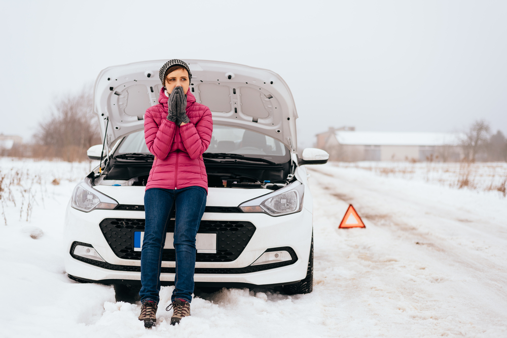 woman stranded in the snow