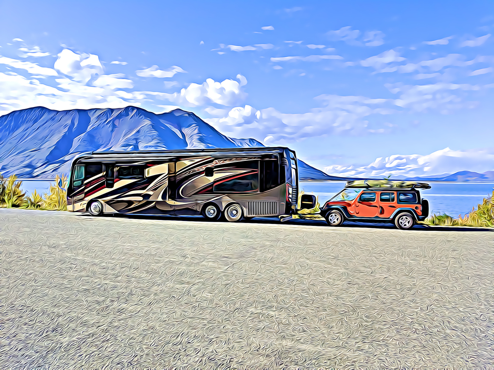 Towed vehicle braking system on an RV