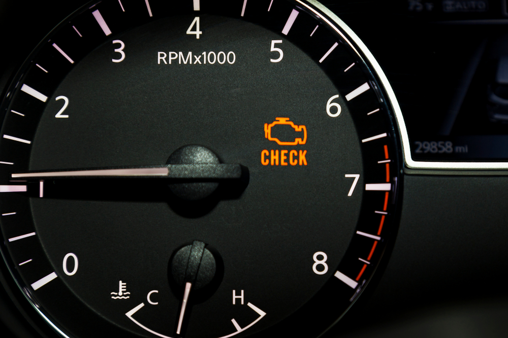 check engine light lit up on speedometer