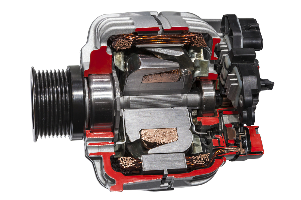 cutaway of an alternator and regulator