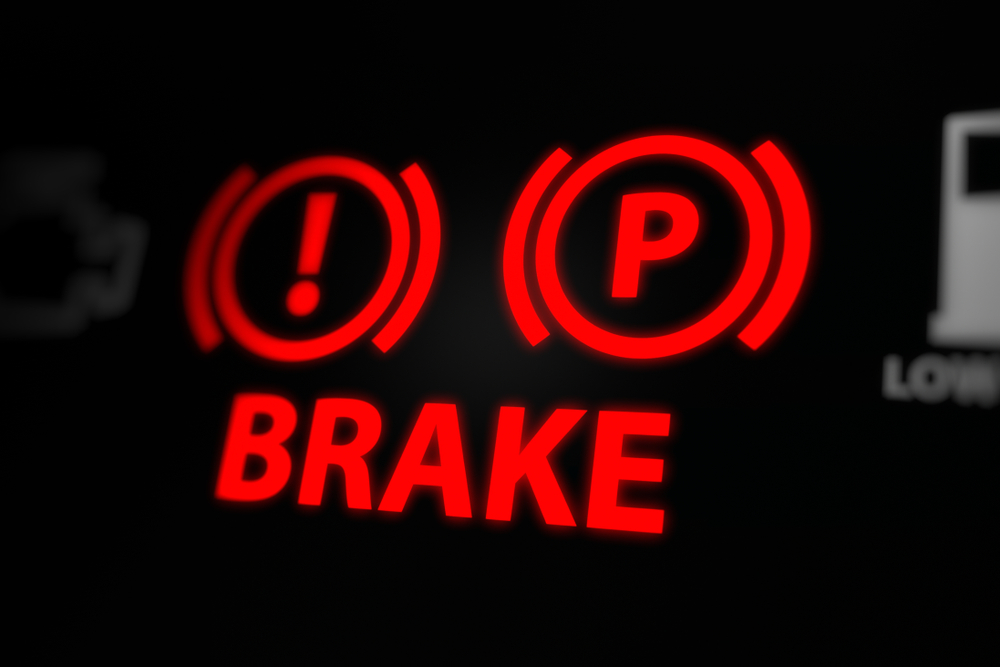 red brake warning light on dashboard