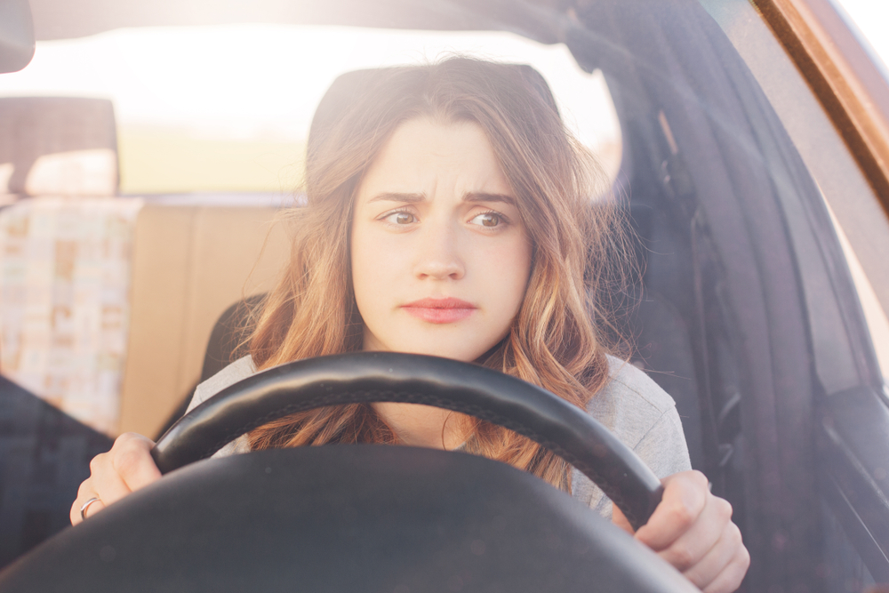 stressed woman driving