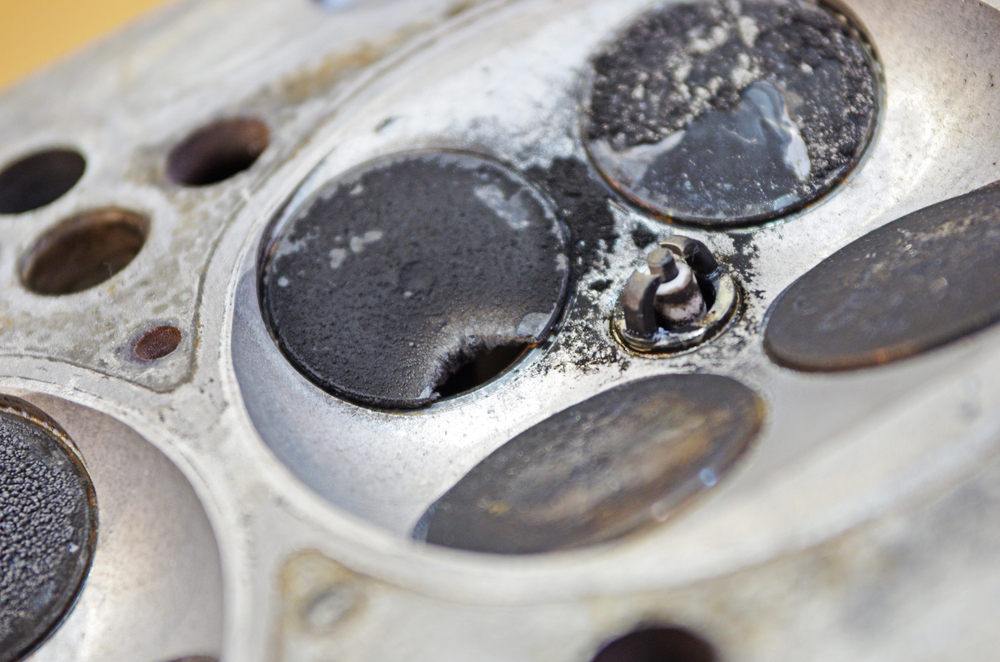 worn engine valves in a cylinder head