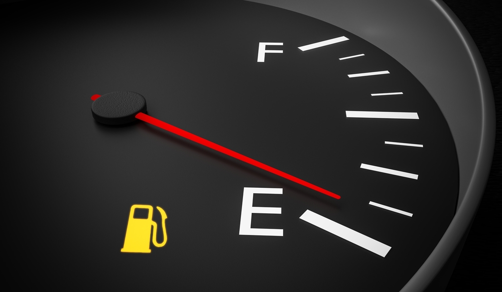 a fuel gauge reading empty