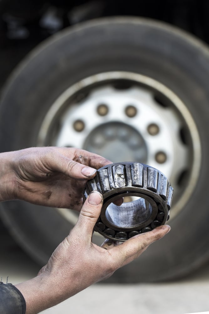 prematurely worn out wheel bearing from a large vehicle