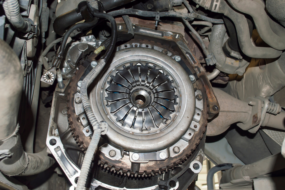 clutch pack exposed on transmission